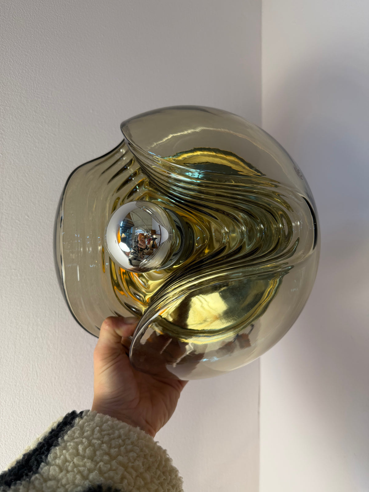 Kleine Wandlampe Futura Rauchglas Messing von Koch & Lowy für Peill & Putzler