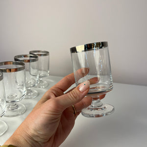 Set: 6x Weinglas mit Silberrand