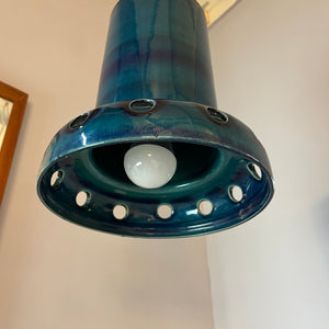 Hängelampe blau Keramik West German Pottery