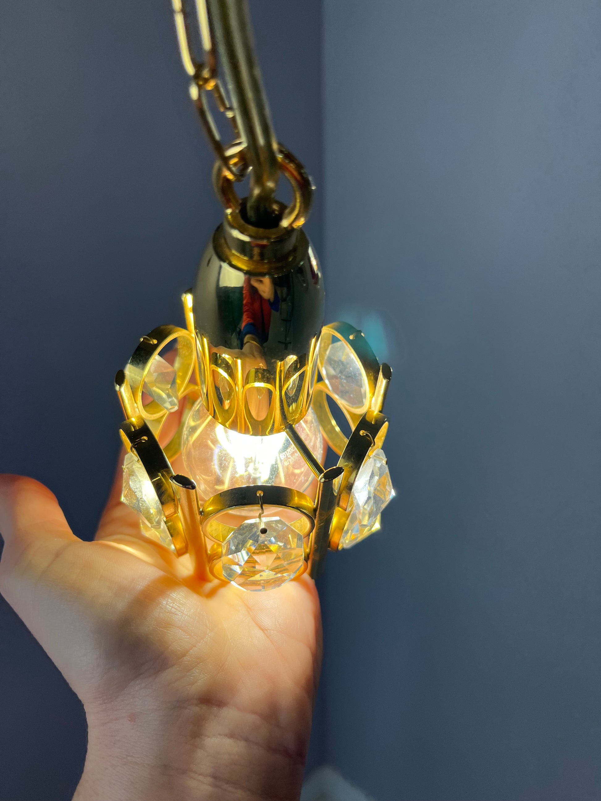 Kleine Hängelampe Gold mit Kristallen Dänemark