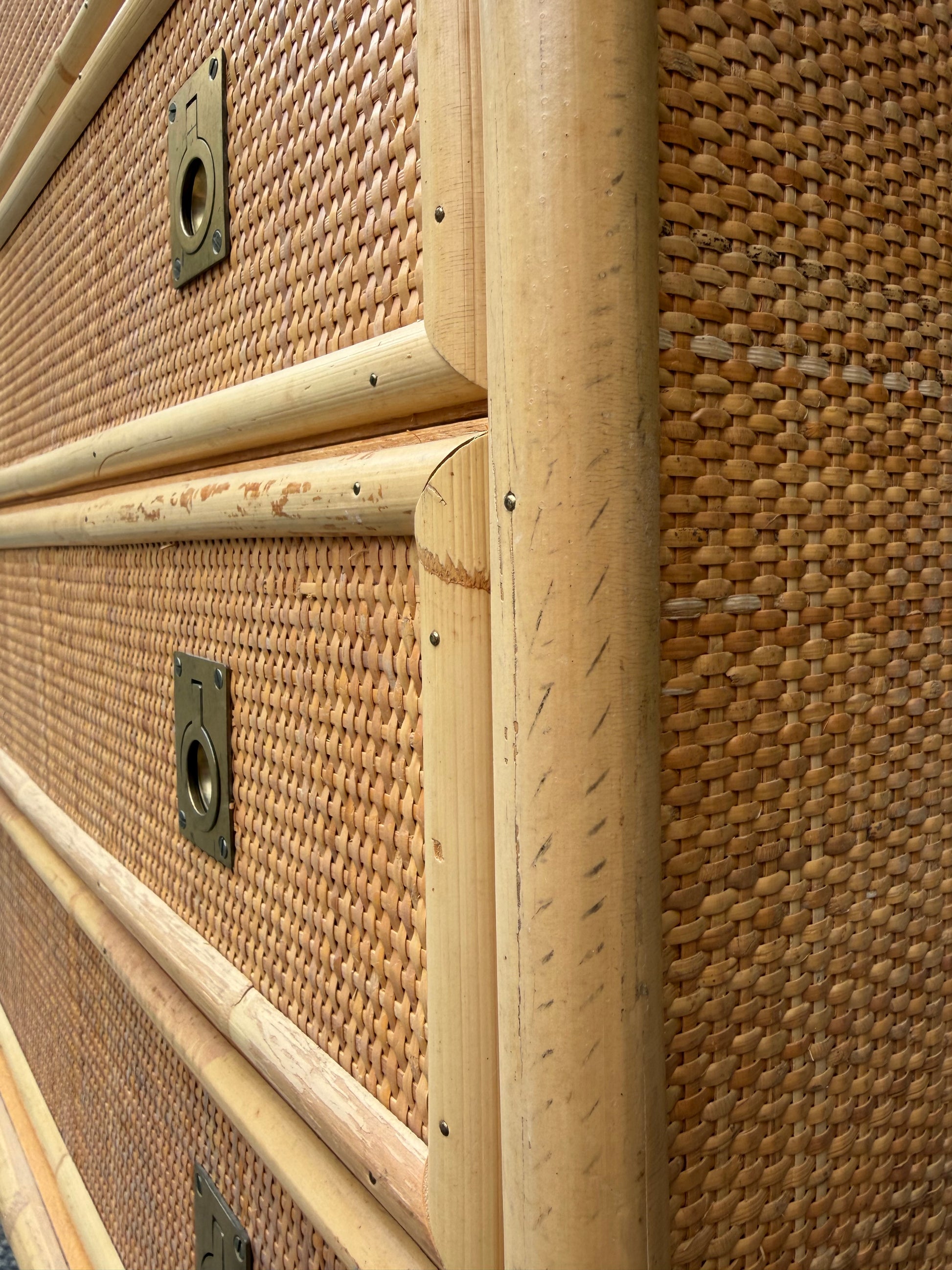 Kommode Rattan Bambus mit Messinggriffen von Dal Vera