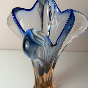 Vase hellblau Glas von Josef Hospodka für Chřibská Sklárna