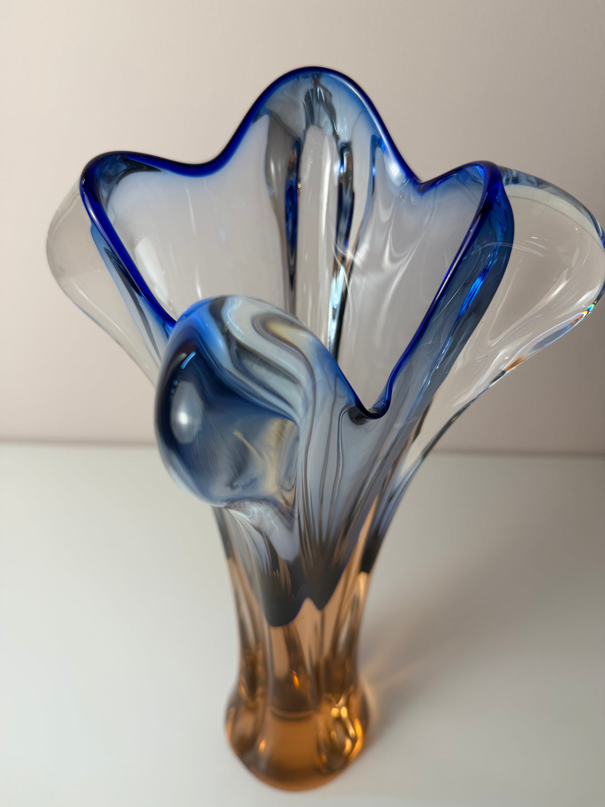 Vase hellblau Glas von Josef Hospodka für Chřibská Sklárna