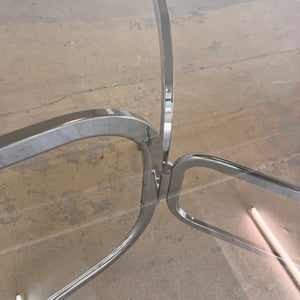 Ovaler Esstisch Chrom & Rauchglas von Gastone Rinaldi für Rima