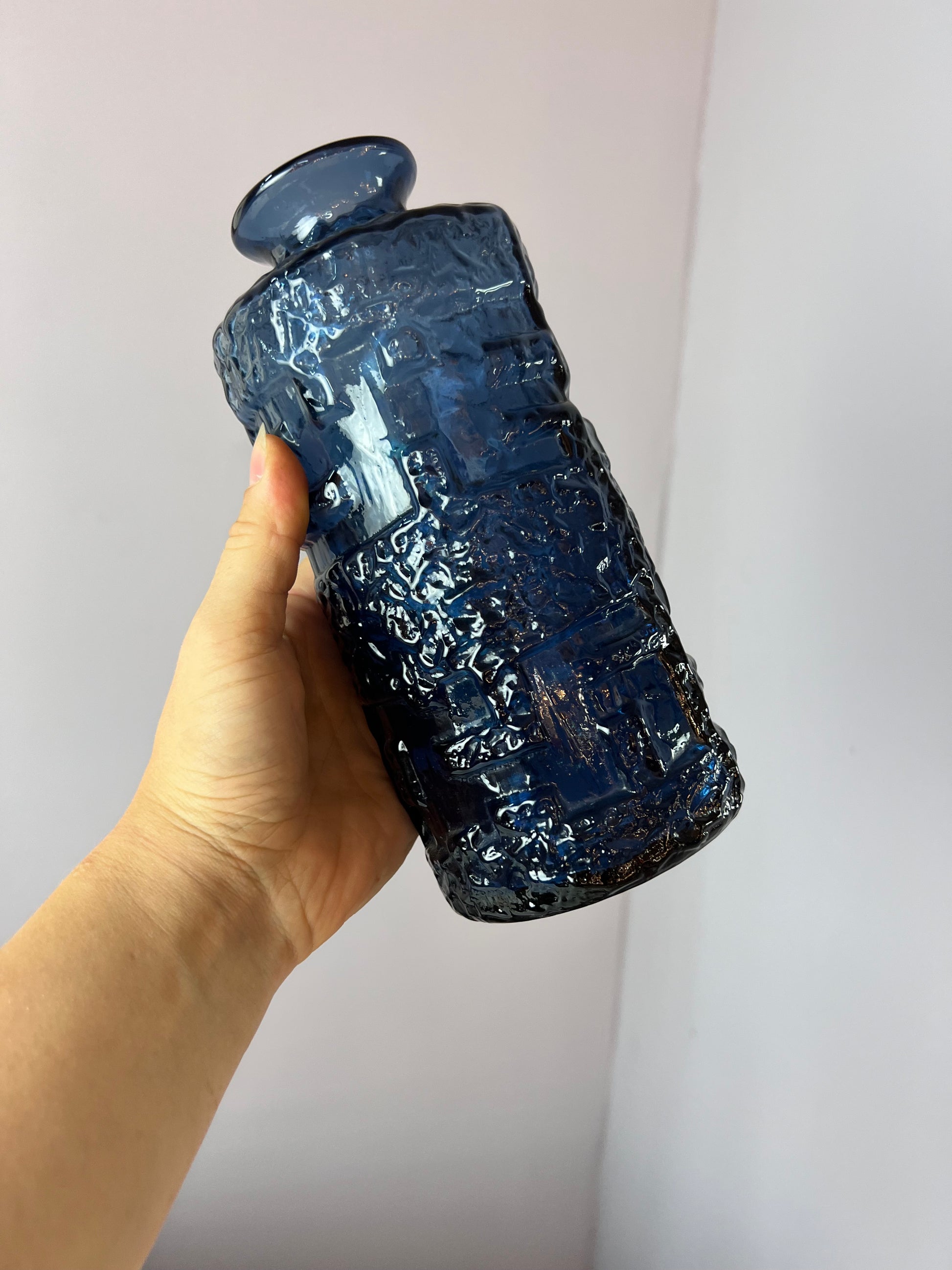 Vase blau Glas von Göte Augutsson für Ruda Glasbruk