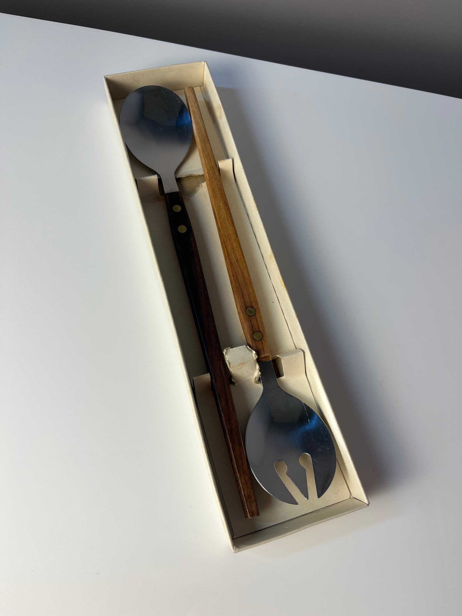 Salatbesteck Teak Edelstahl in Originalverpackung