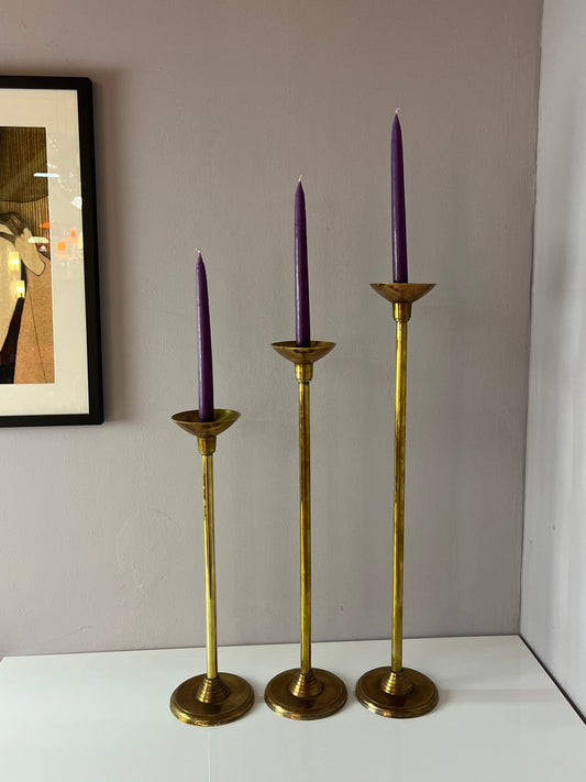 Set: Trio hohe Kerzenständer Messing