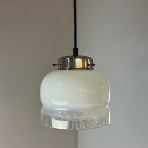 Hängelampe weiß gelb Muranoglas von Mazzega