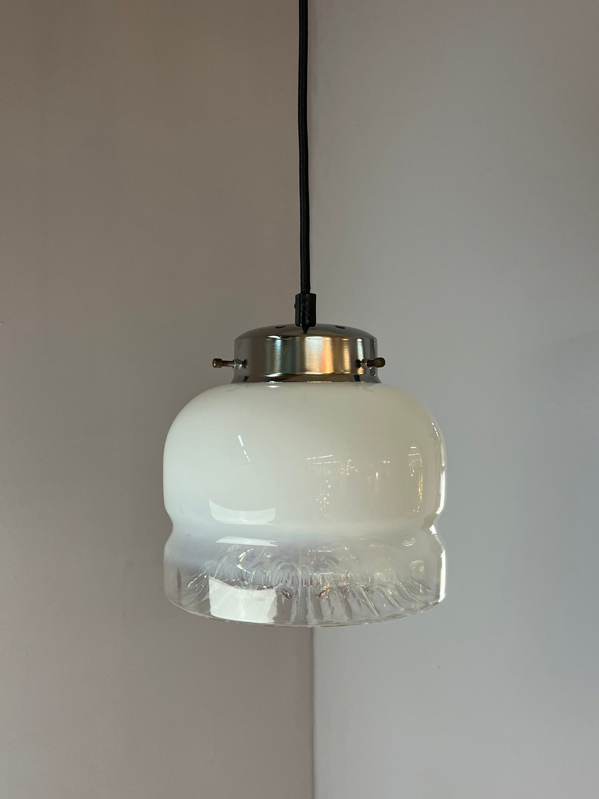 Hängelampe weiß gelb Muranoglas von Mazzega