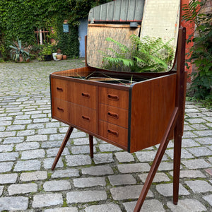 Schminktisch mit gemusterter Glasplatte Teak