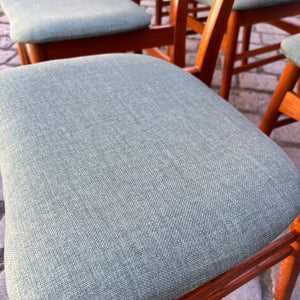 Set: 6x Esszimmerstuhl grau Teak neu gepolstert