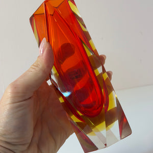 Blockvase rot gelb Murano-Glas von Vetreria Artistica Oball