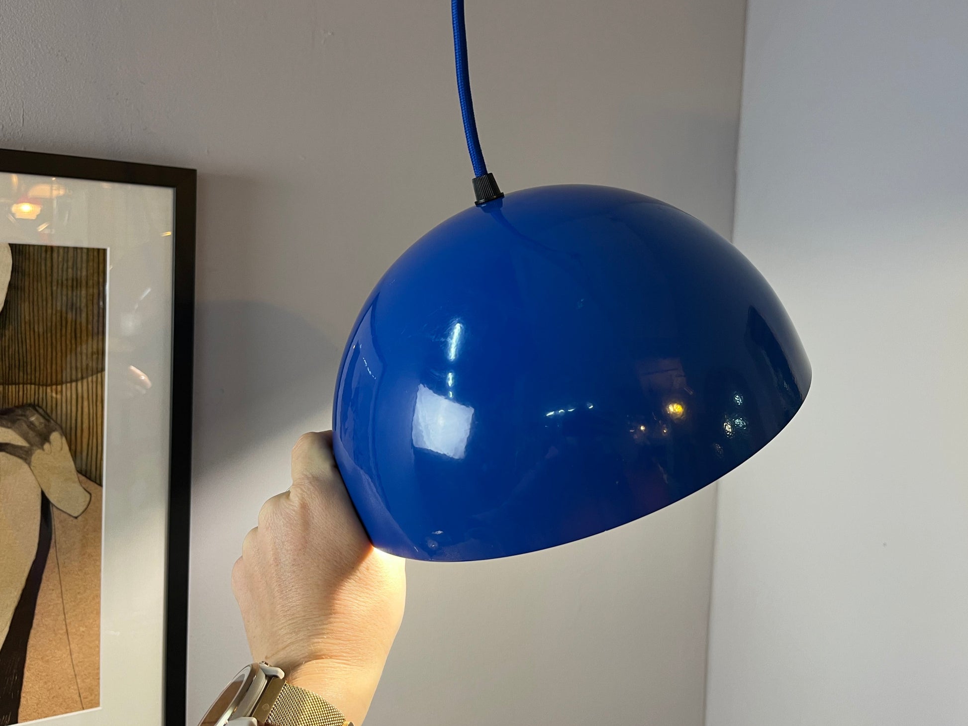 Hängelampe blau Metall