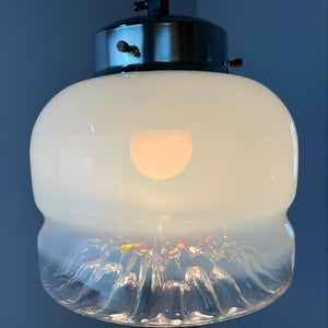 Hängelampe weiß gelb Muranoglas von Mazzega