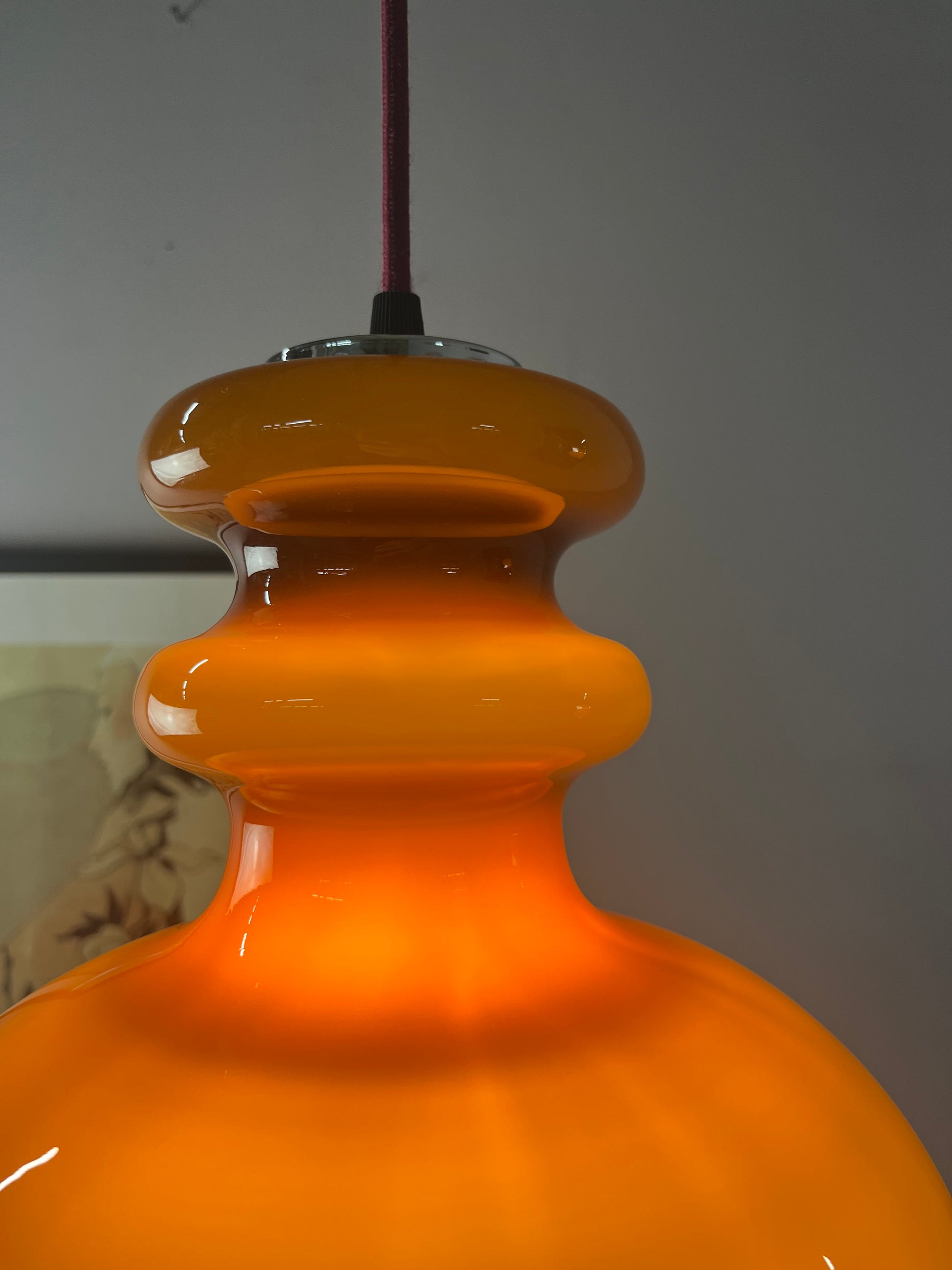 Hängelampe braun orange Glas
