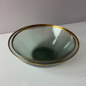Set: 2 Schüsseln Rauchglas mit Goldrand
