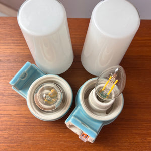 Set: 2x Wandlampe Modell 6080 hellblau von Sigvard Bernadotte für Ifö