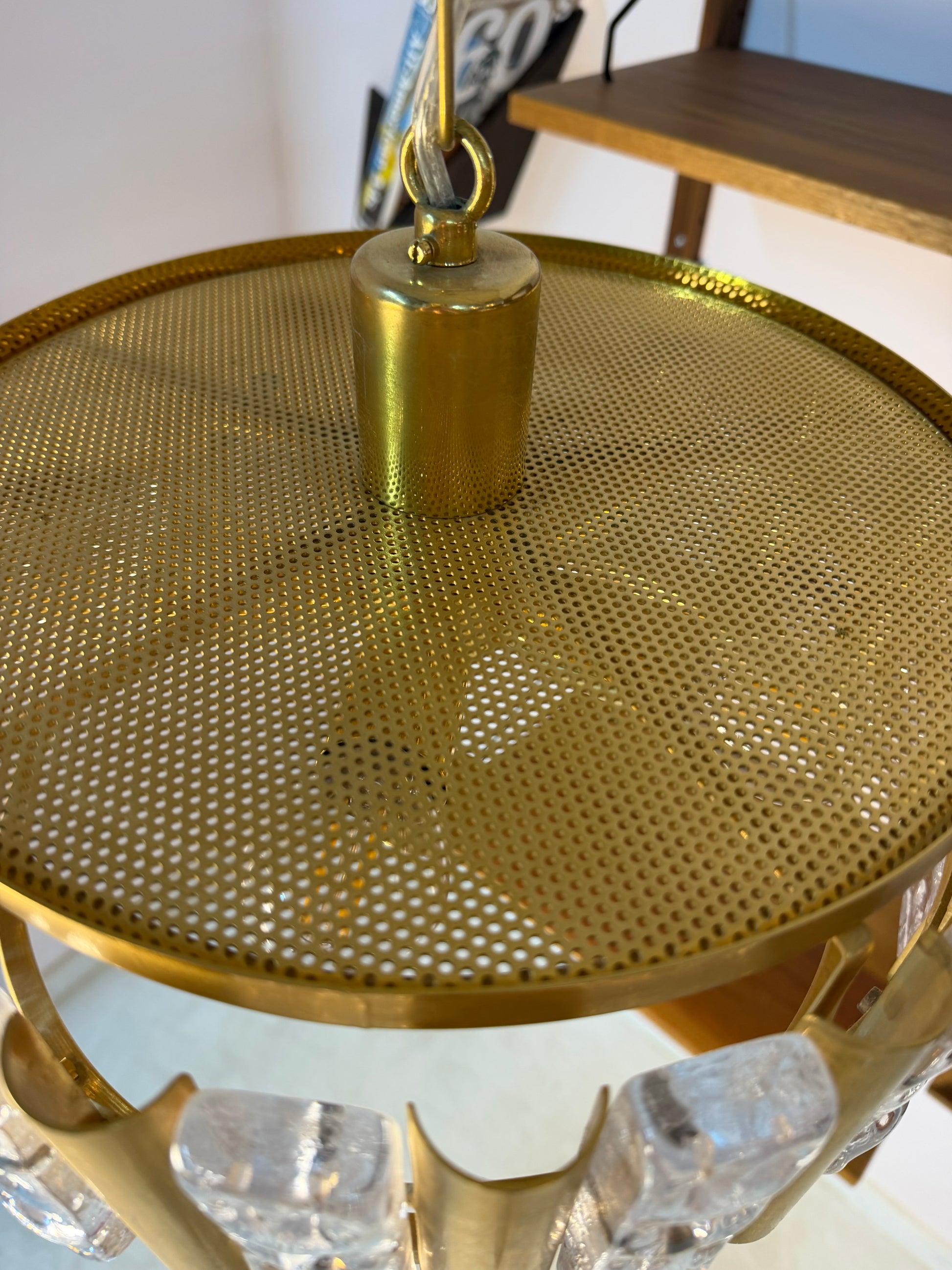 Hängelampe Messing Glas von Carl Fagerlund für Orrefors