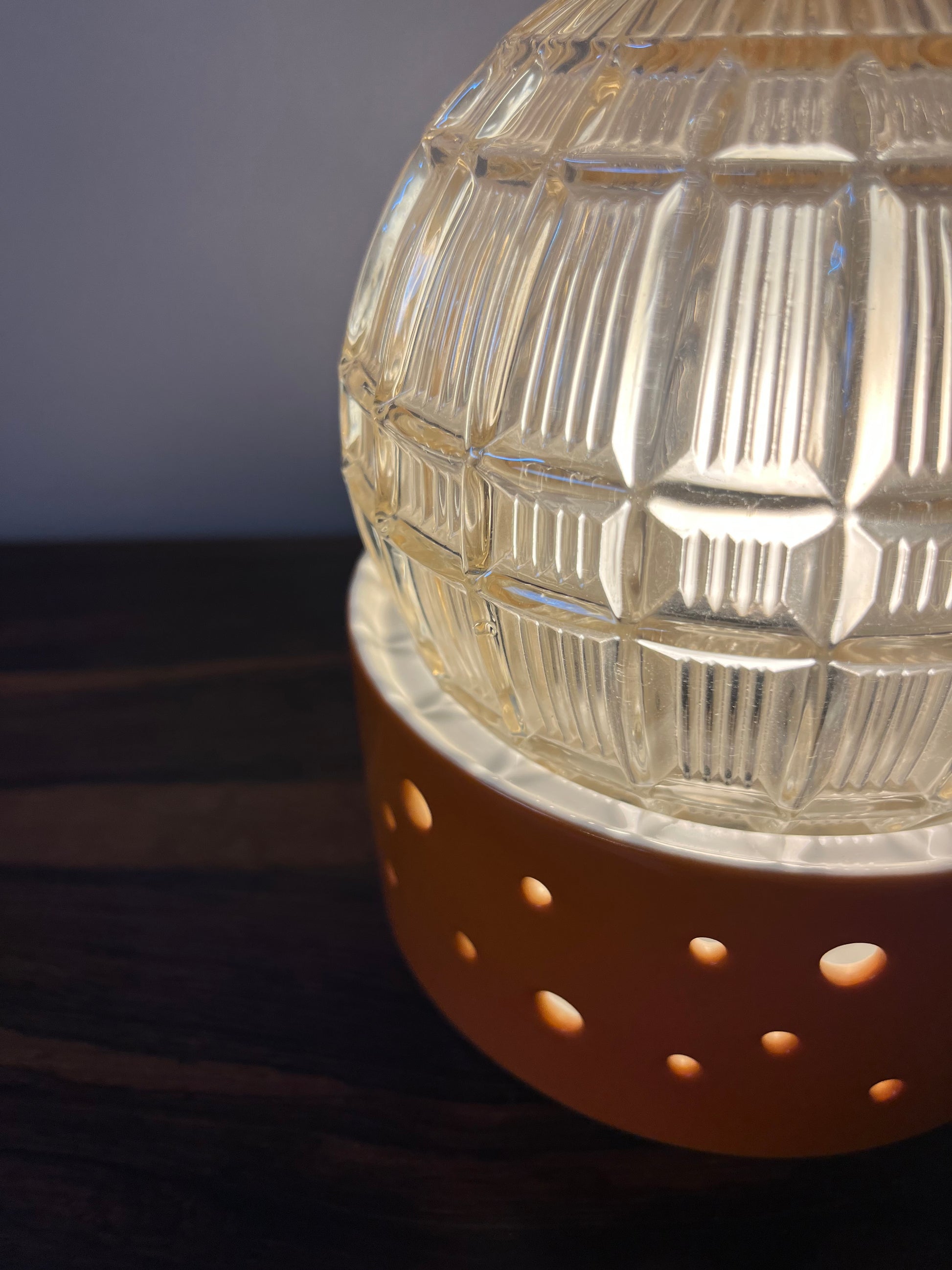 Tischlampe orange weiß von Gerold Porzellan Bavaria