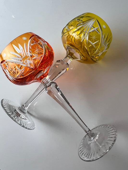 Set: 2x Römer Weinglas orange gelb Kristallglas