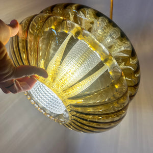 Hängelampe Glas und Teak aus Dänemark
