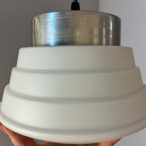 Hängelampe weiß silber Glas