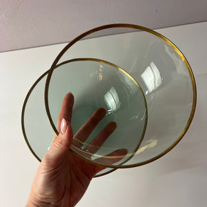 Set: 2 Schüsseln Rauchglas mit Goldrand