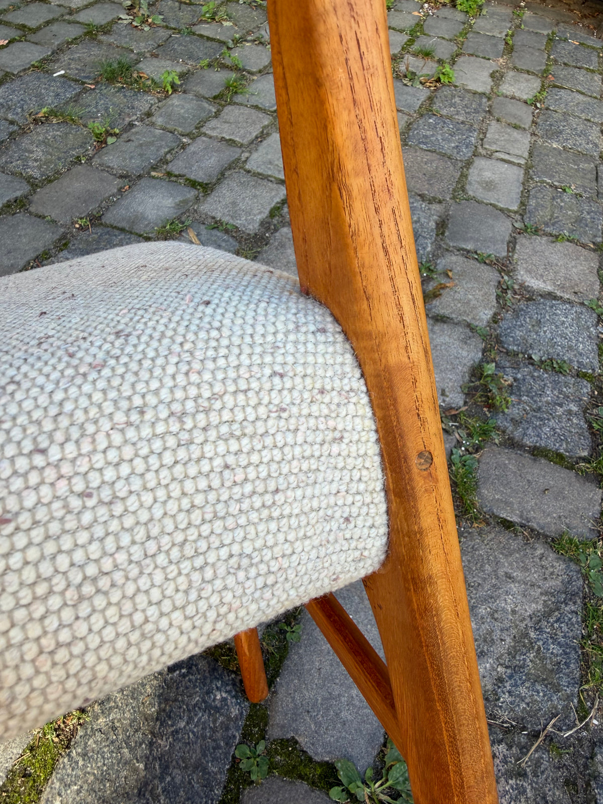 Polsterstuhl GS 600 creme Teak Wolle von Arne Wahl Iversen für Glyngøre Stolefabrik
