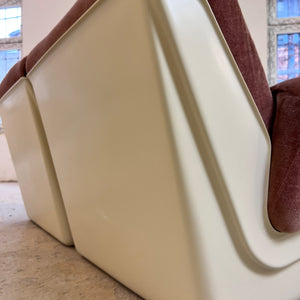 Modularer Schalensessel rosa Samt & Kunststoff