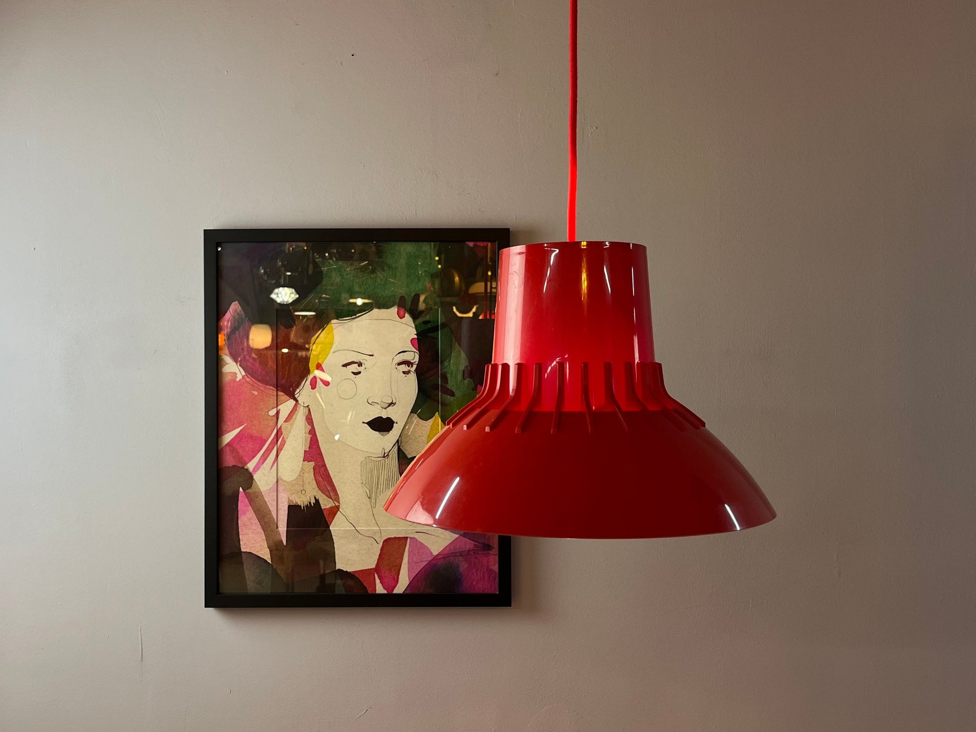 Hängelampe Solar rot Kunststoff von Svend Middelboe für Nordisk