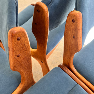 Set: 4x Polsterstuhl blau Teak von Erik Buch für O.D. Møbler