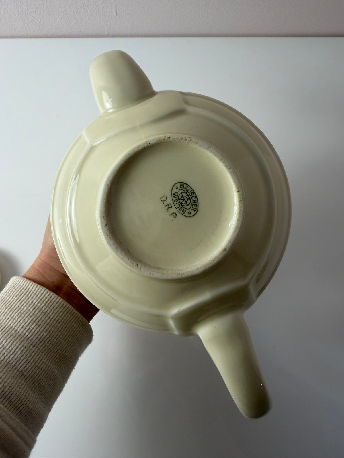 Teekanne Porzellan mit Chrom Thermohülle von Bauscher D.R.P.