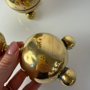 Set: 2x Kugel Kerzenständer Messing aus Dänemark