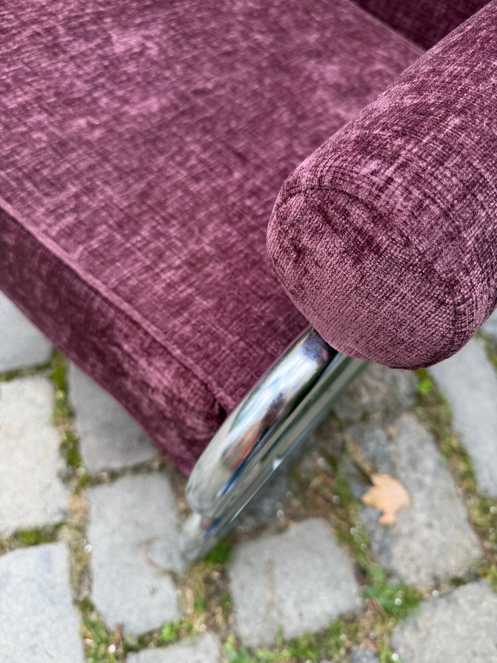Sessel Halina lila neu gepolstert Chrom von Hellerau