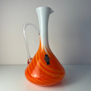 Henkelvase Opalglas mit Flammenmuster von Vetreria Artigiana Sanminiatello