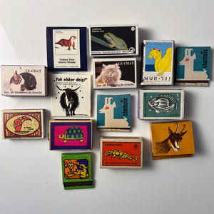 Set vintage Streichhölzer Tiere