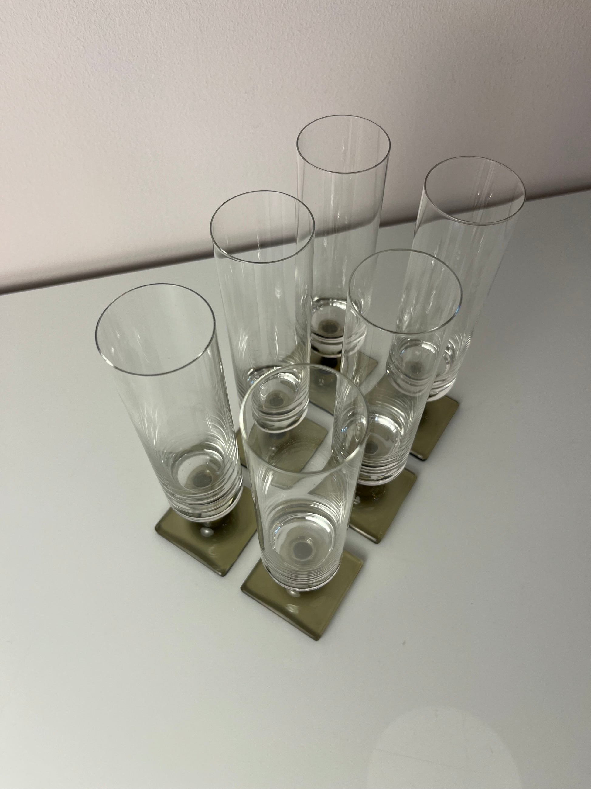 Set: 6x Sektkelch Modell Berlin mit Rauchfuß von Georg Jensen für Rosenthal