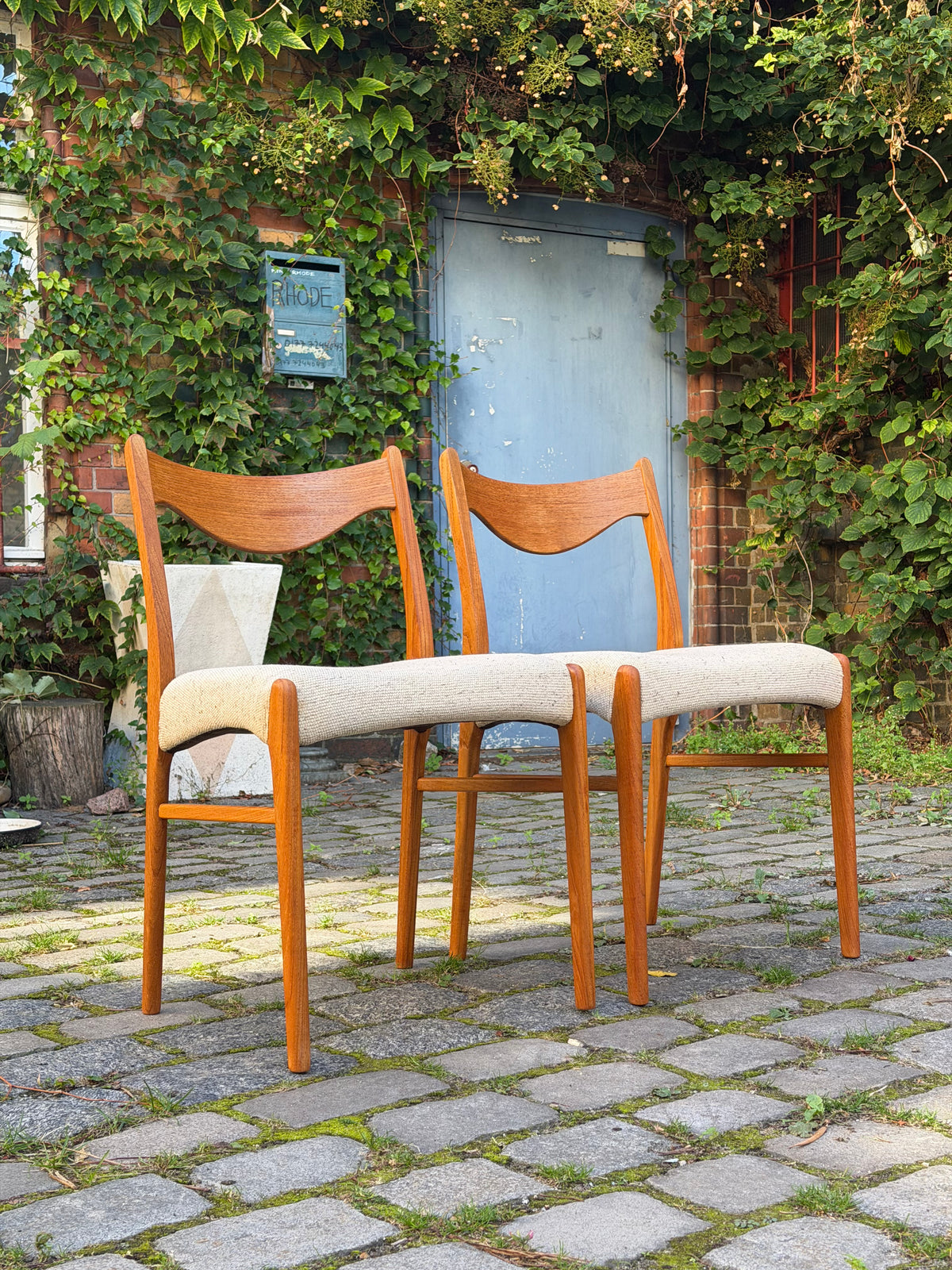 Polsterstuhl GS 600 creme Teak Wolle von Arne Wahl Iversen für Glyngøre Stolefabrik