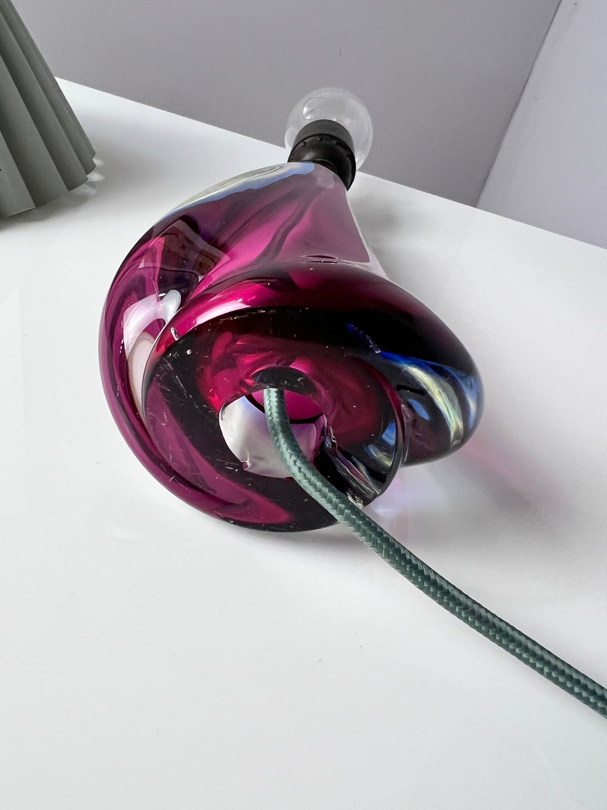 Tischlampe lila blau Muranoglas