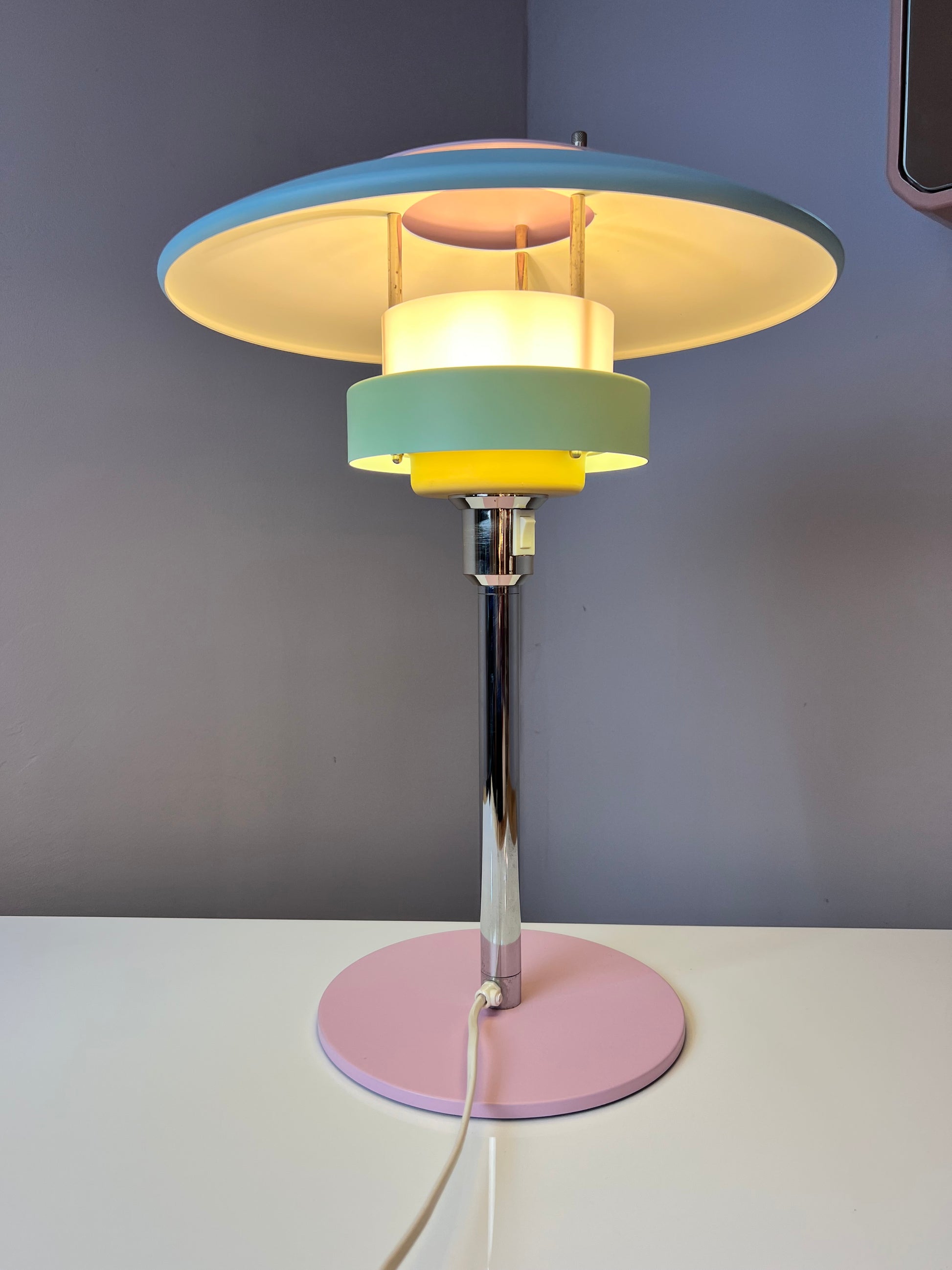 Tischlampe neu lackiert rosa mint