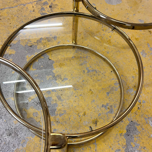 Runder Couchtisch Messing Glas mit drehbaren Tischplatten