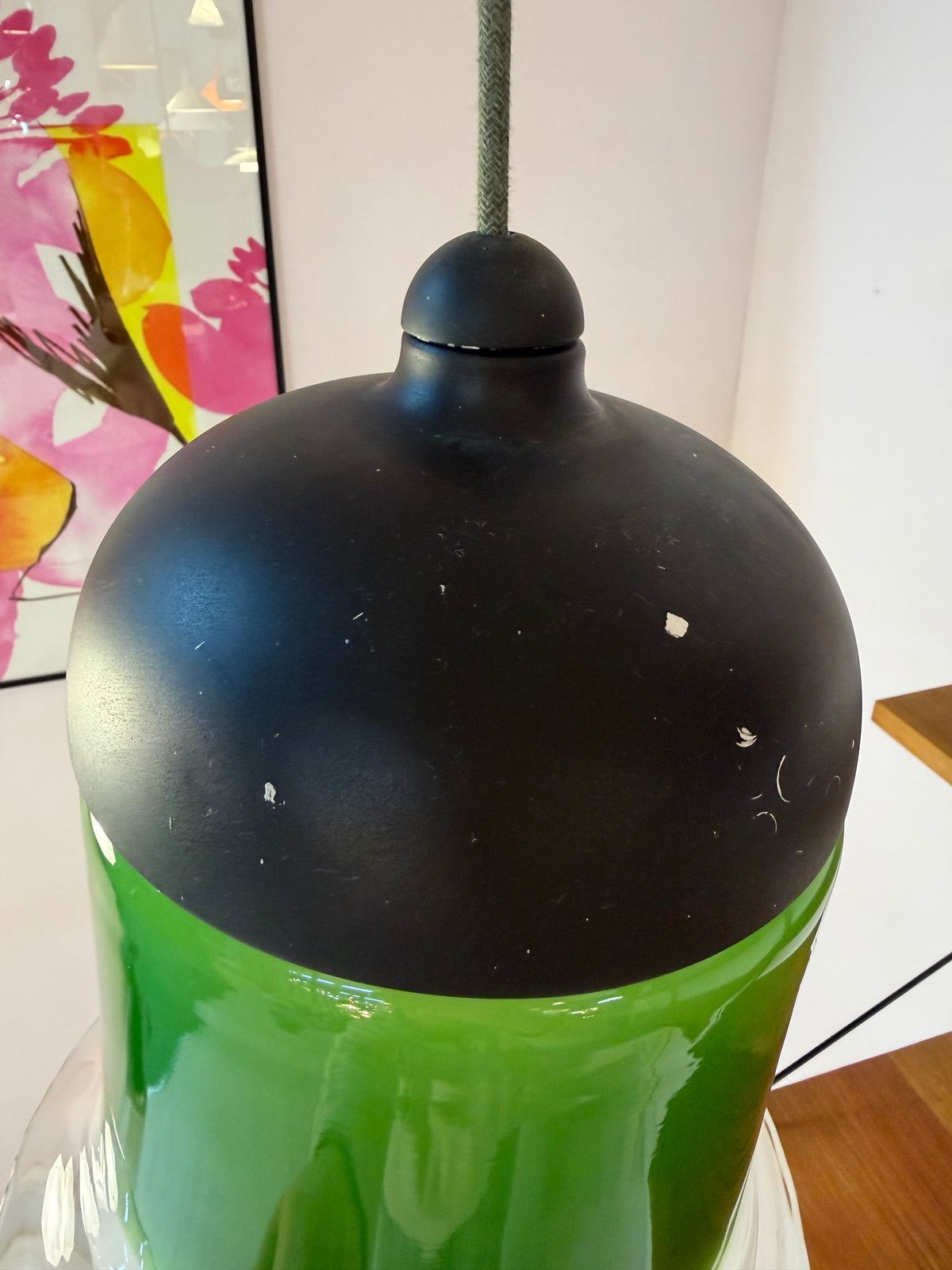 Hängelampe grün weiß Glas von Peill & Putzler