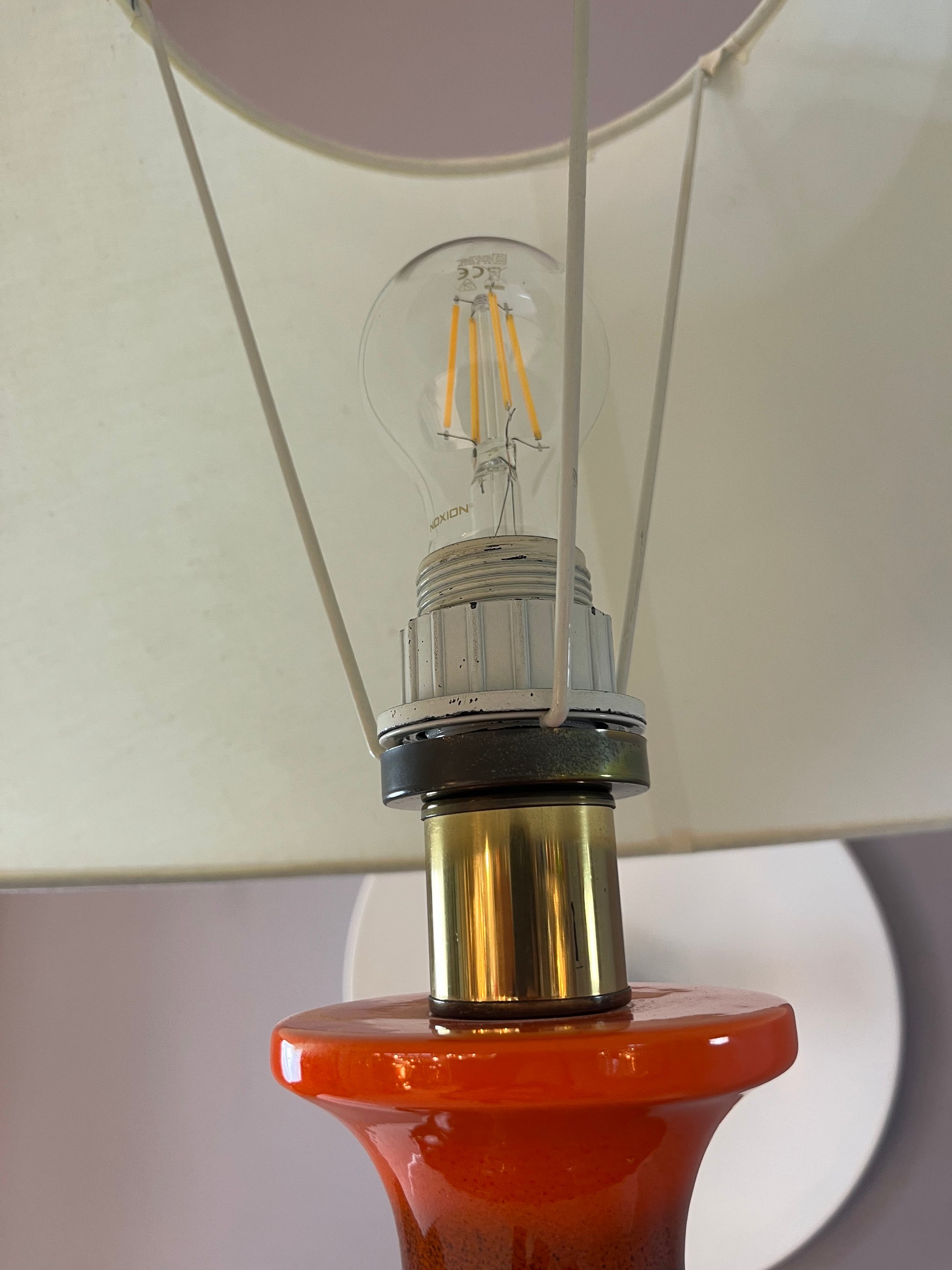 Tischlampe orange braun Keramik aus Westdeutschland