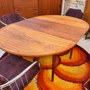 Runder Esstisch Teak mit Butterfly Auszug