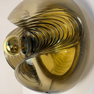 Große Wandlampe Futura Rauchglas Messing von Koch & Lowy für Peill & Putzler