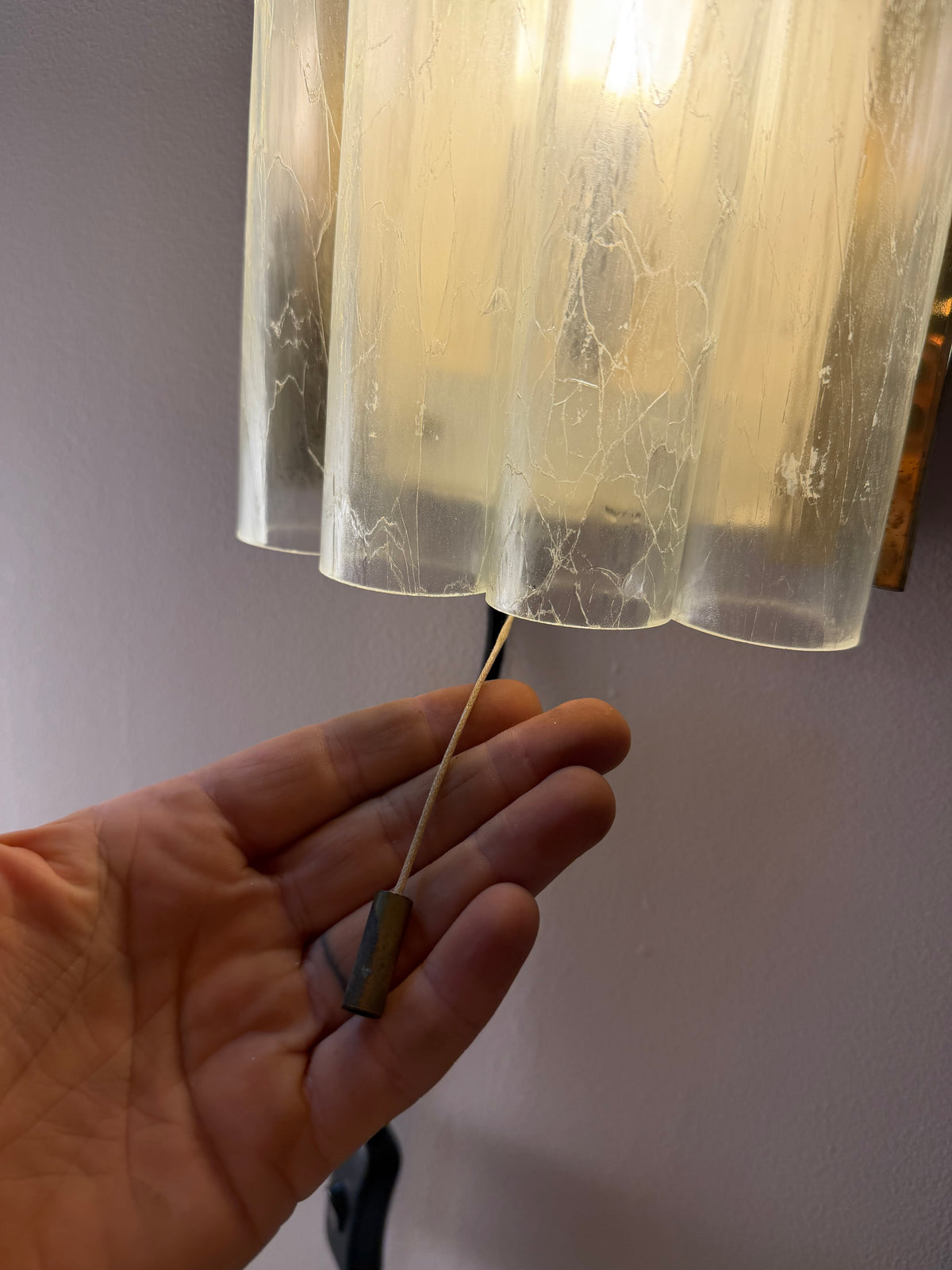 Wandlampe Eisglas Messing von Doria
