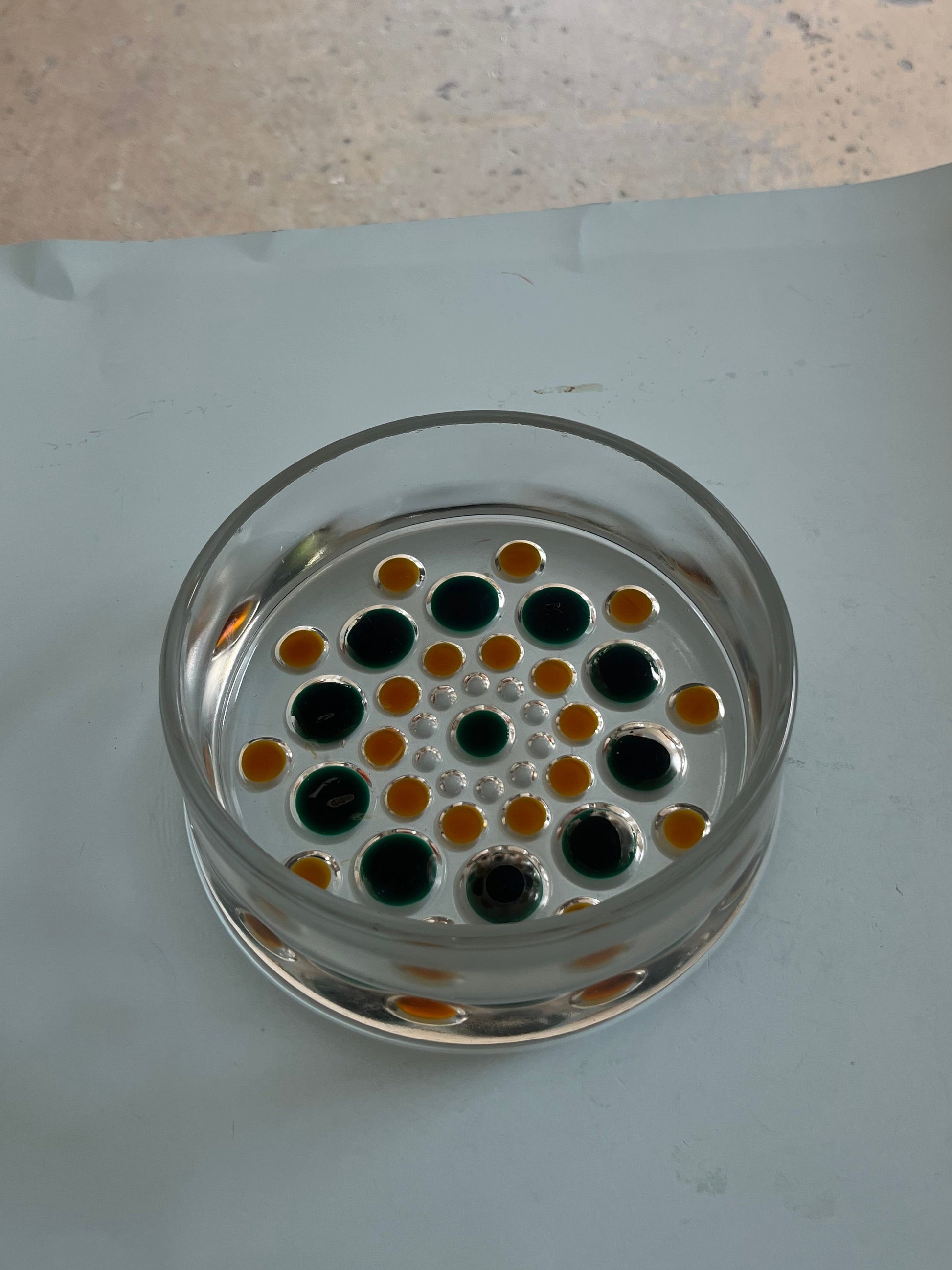 Schale gelb grün Kristallglas von Walther Glas