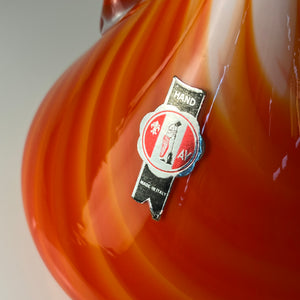 Henkelvase Opalglas mit Flammenmuster von Vetreria Artigiana Sanminiatello