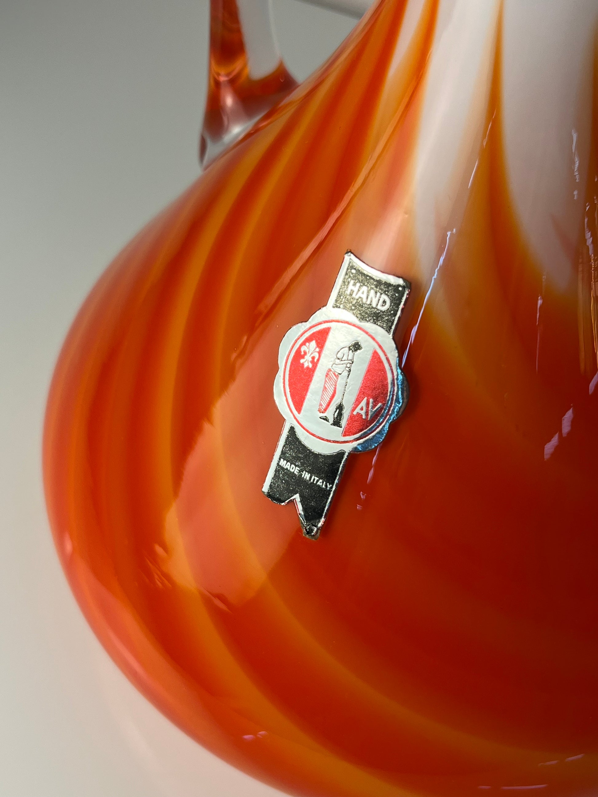 Henkelvase Opalglas mit Flammenmuster von Vetreria Artigiana Sanminiatello