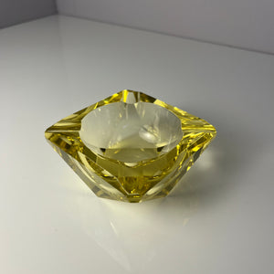 Aschenbecher gelb Kristallglas